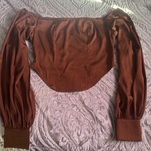 Brown long sleeve crop top